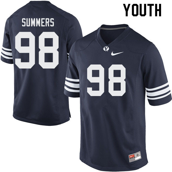 Youth #98 Gabe Summers BYU Cougars College Football Jerseys Sale-Navy - Click Image to Close